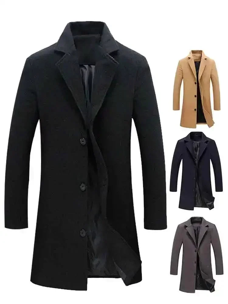 Single Breasted Lapel Long Coat Jacket