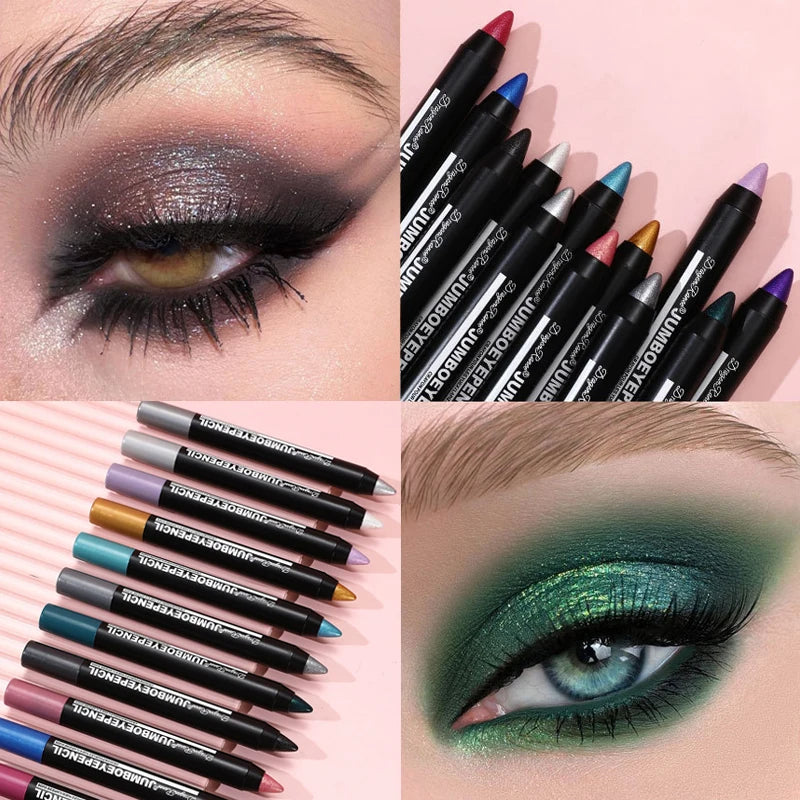 Smoky Dark Green Eyeshadow Pencil Stick Waterproof Pearlescent 12 Colors