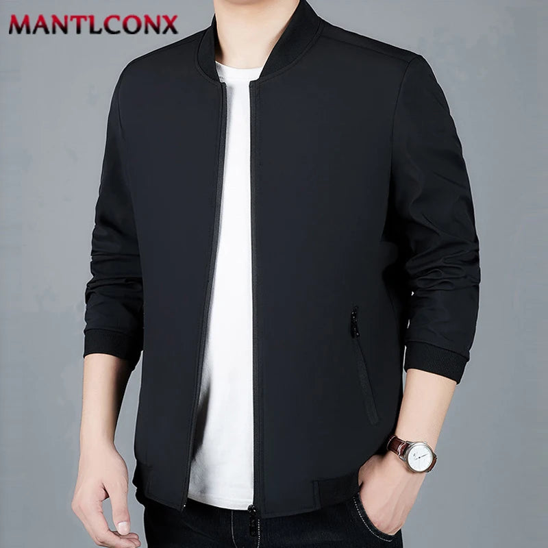 Casual Luxury Solid Color Men's Jacket Spring Autumn Thin V-neck Baseball Jacket for Men Zipper Up Jacket Man Outerwear Tops 3XL
