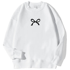 Casual Women's Sweatshirts Kawaii Bow Graphic Prints Pullover Comfortable Warm