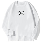 Casual Women's Sweatshirts Kawaii Bow Graphic Prints Pullover Comfortable Warm