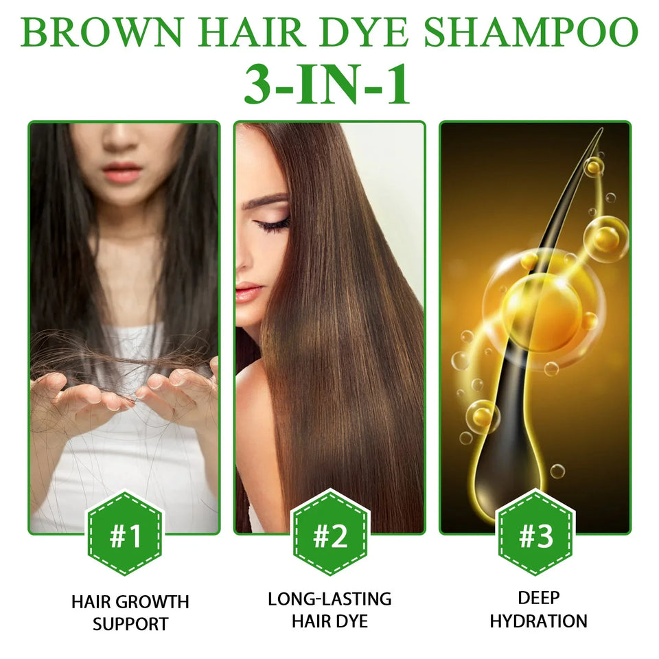 염색약 Shampoo 3 in 1 Organic Natural Hair Dye Ginseng Extract Black Hair Color Шампунь Для Волос for Cover Gray White Hair 500ML
