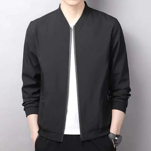 Casual Luxury Solid Color Men's Jacket Spring Autumn Thin V-neck Baseball Jacket for Men Zipper Up Jacket Man Outerwear Tops 3XL