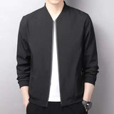Casual Luxury Solid Color Men's Jacket Spring Autumn Thin V-neck Baseball Jacket for Men Zipper Up Jacket Man Outerwear Tops 3XL