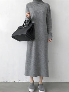 Wool Winter Womens Dress Fall Sweater Women Dress Long Sleeve Knitted Dresses