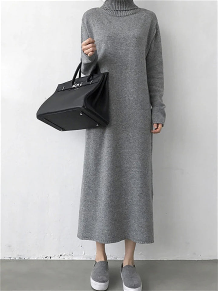 Wool Winter Womens Dress Fall Sweater Women Dress Long Sleeve Knitted Dresses
