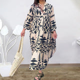 Summer Shirt Dresses Women Long Sleeve Pleated Boho Print Long Dress Robe Ladies Fashion Vintage Beach Maxi Dresses Vestidos