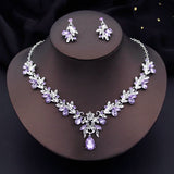 Water drop Butterfly Bridal Jewelry Sets for Women Earring Necklace Set Rhinestone Crystal Wedding Jewelry Sets 3 Pcs Gifts