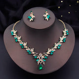 Water drop Butterfly Bridal Jewelry Sets for Women Earring Necklace Set Rhinestone Crystal Wedding Jewelry Sets 3 Pcs Gifts