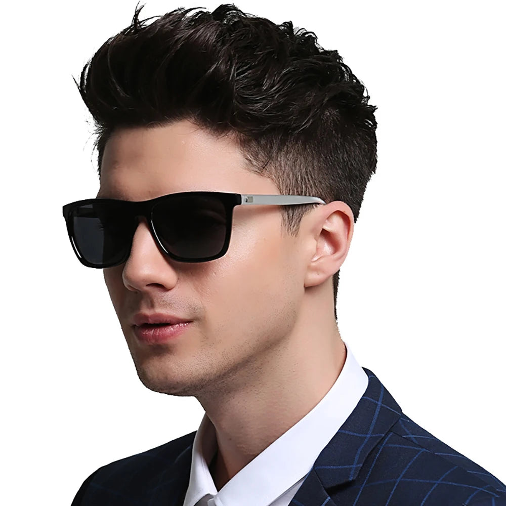 Luxury Square Polarized Sunglasses Men Driving Blue Mirror Lens Classic Unisex Sun Glasses