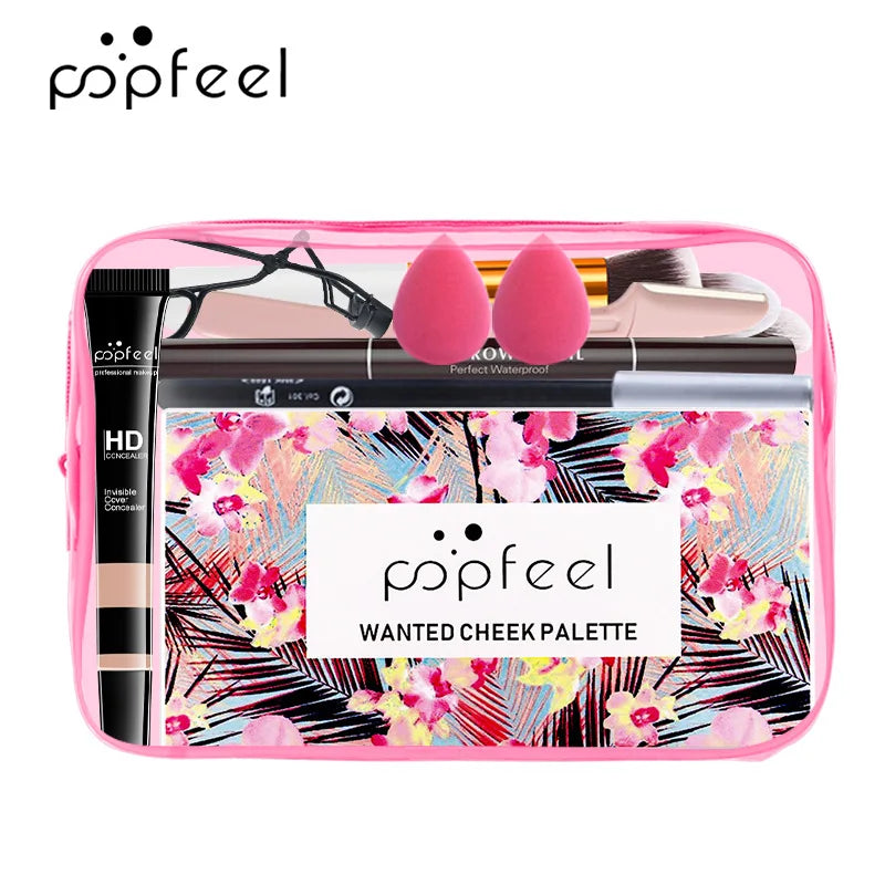 POPFEEL All-in-One Makeup Kit Gift Set with Eyeshadow Palette Foundation Lip Gloss Blush Brushes Eyeliner and More Beauty Gifts