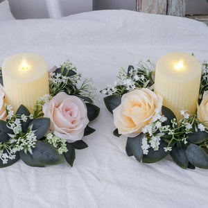 Valentine's Day Candlestick Wreaths Artifical Rose Candles Aromatherapy Party Table Desktop