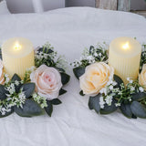 Valentine's Day Candlestick Wreaths Artifical Rose Candles Aromatherapy Party Table Desktop