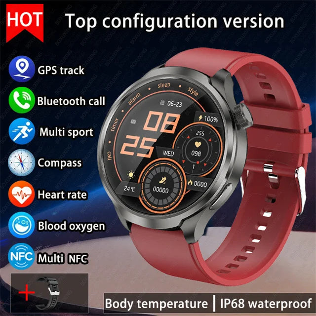 For HUAWEI Outdoor Sports Smart Watch Men AMOLED Screen NFC GPS Compass Heart rate Waterproof Bluetooth Call SmartWatch 2024 New