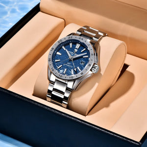 New 39mm Desert Texture Luxury Men Watches GMT Automatic Mechanical Business Dress Sapphire 10Bar Luminous ﻿