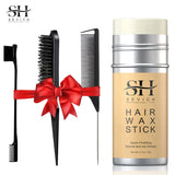 Hair wax stick with hair comb and bristle brush and edge brush for wig edge control Broken Hair Artifact Wax Comb Kit