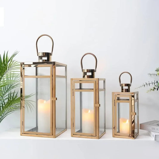 3 Stainless Steel Candle Lantern Metal Candle