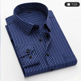 Summer men's long-sleeved shirt spring and summer ice silk thin stripes business casual high-quality work clothes wear fashion