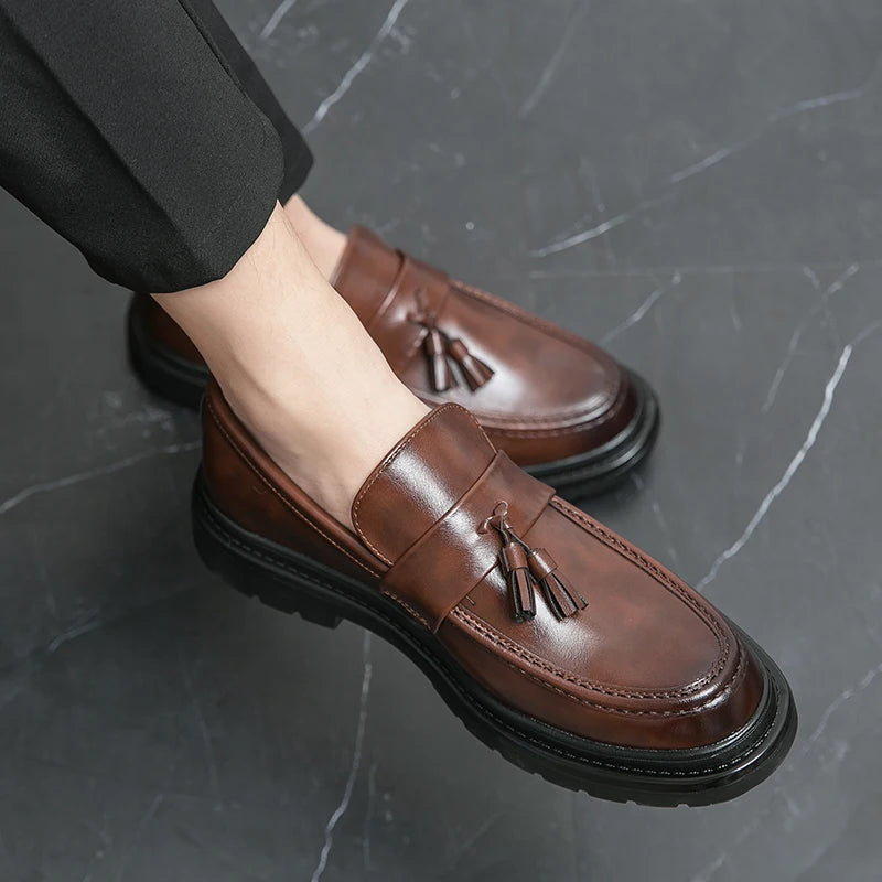 Leather Shoes Soft Anti-slip Driving Shoes Man Moccasins Social Flat Dress Formal Shoes men