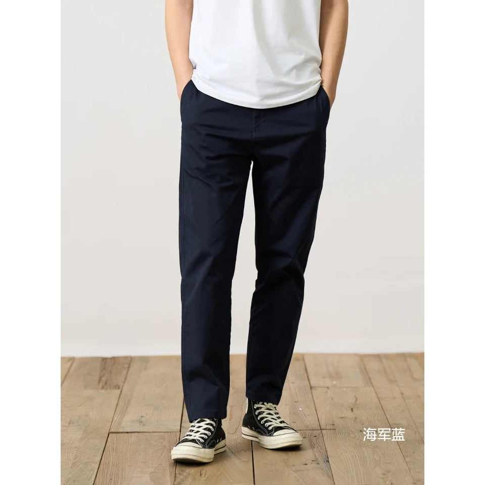 Autumn New Comfortable Tapered Chinos Pants Men 250gsm Fabric Classical Trousers