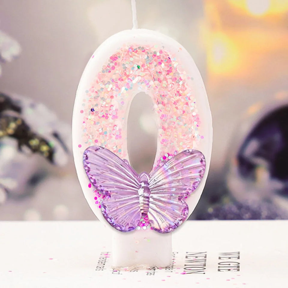 Children's Birthday Candles 0-9 Number Pink Purple Candle