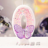 Children's Birthday Candles 0-9 Number Pink Purple Candle