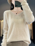 Women's Fashion Sweater V-Neck Pullover Long Sleeve