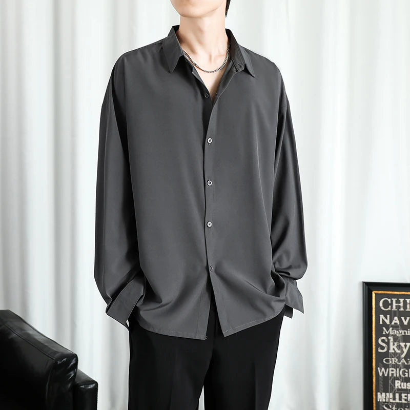 Shirt Men Solid  Long sleeved Shirt For Men Korean Fashion Shirts