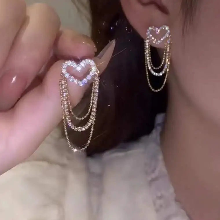Hanging Earrings Retro Long Tassel Earrings feminine temperament  Coconut Rhinestone S925 Silver Needle 2023 NEW Fashion Jewelry