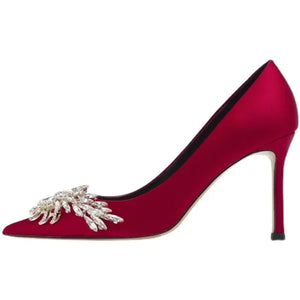 New Wedding Shoes Red High Heels  Slim Heels Korean