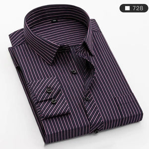 Summer men's long-sleeved shirt spring and summer ice silk thin stripes business casual high-quality work clothes wear fashion