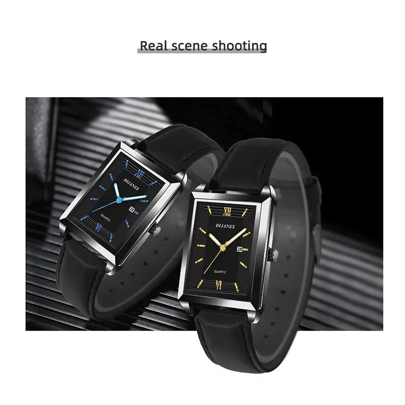 New Men Watch Light Luxury Brand Business Watches for Men Square Business Wristwatches Luxury Clock Relojes De Hombre