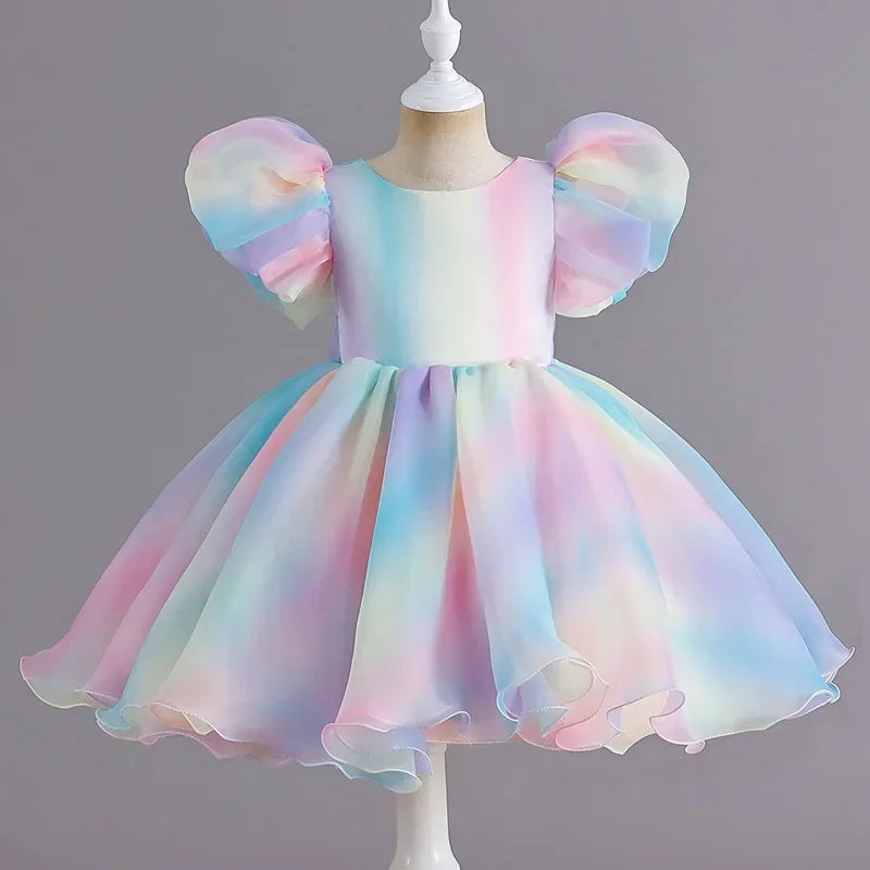 Fashion Baby Girl Dress Lace Mesh Shorts Sleeve Kids Dresses for Girls Summer Children Girls Party Dress 1-6 Years
