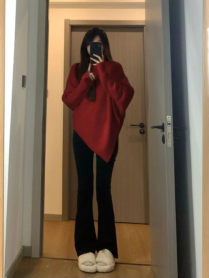 Pullover Off White Turtleneck Women's Sweater Gigh Neck Jerseys Knit Woman