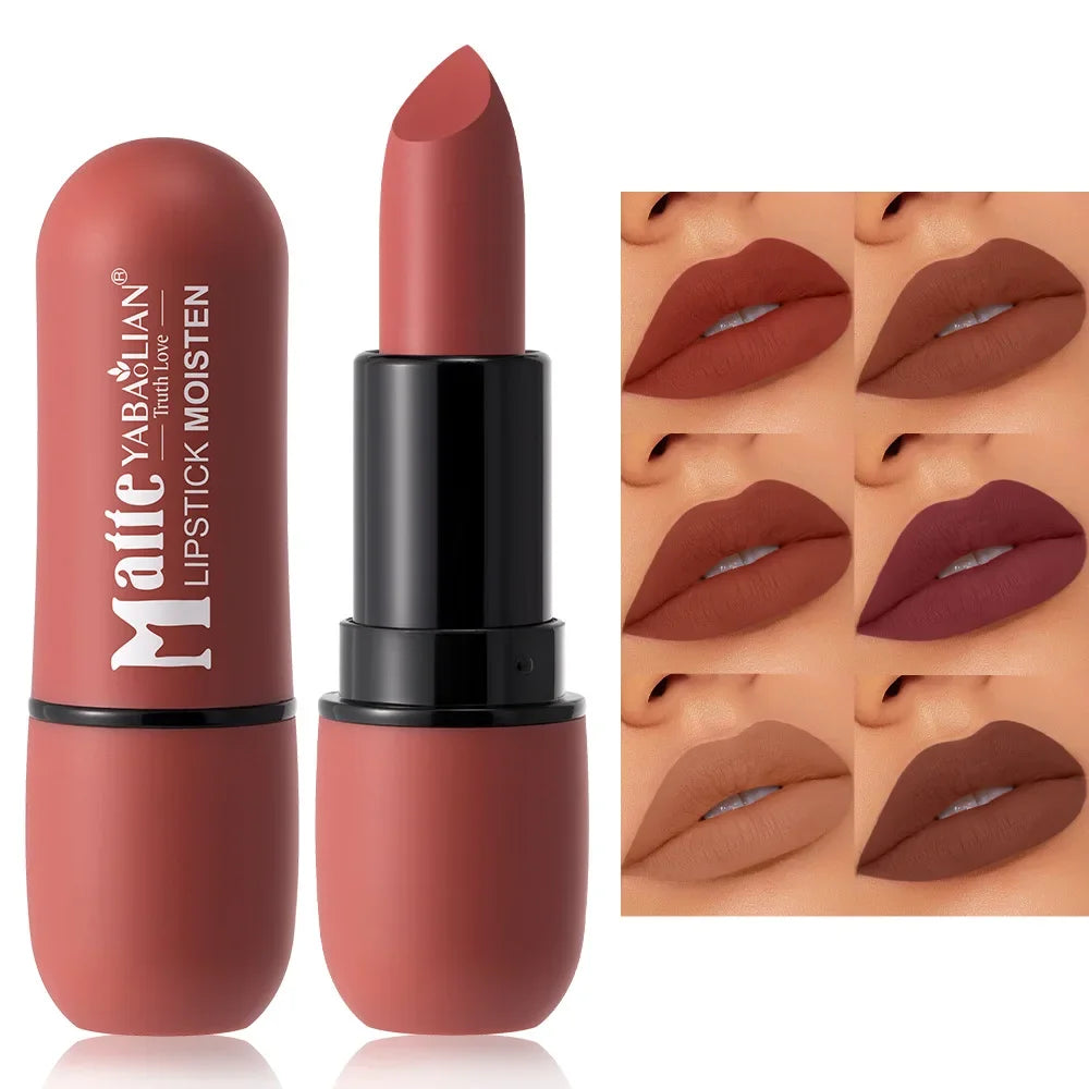 Nude Matte Lipstick Waterproof Long Lasting Non-stick Cup Lip Stick Not Fading Sexy Red Brown Velvet Lipsticks Makeup Cosmetics