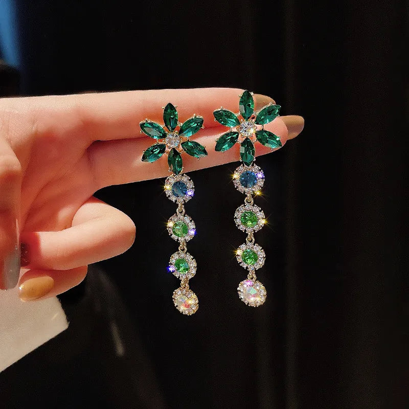 Hanging Earrings Retro Long Tassel Earrings feminine temperament  Coconut Rhinestone S925 Silver Needle 2023 NEW Fashion Jewelry