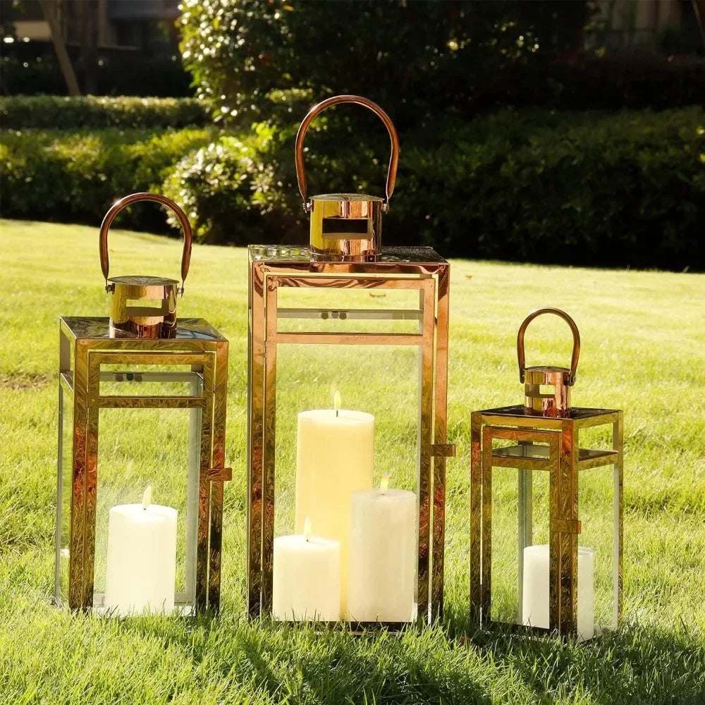 3 Stainless Steel Candle Lantern Metal Candle