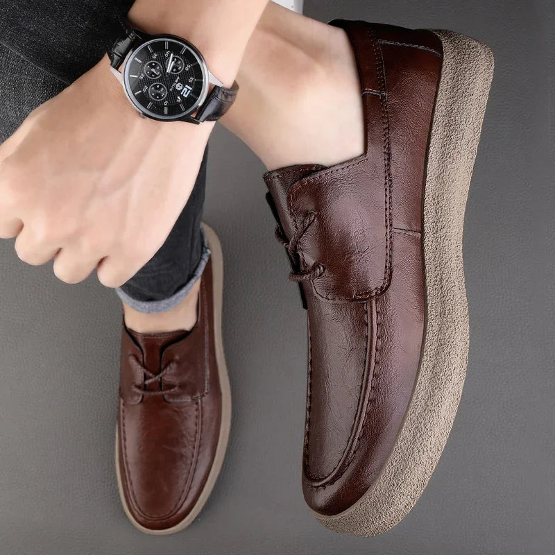 Luxury brand men's casual new business Oxford flat bottomed fashionable walking work loafers genuine leather men's formal shoes