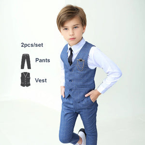Boys Green High-end Suit Set  Child Performance Wedding Birthday Photography Costume Kids Blazer Vest Pants Bowtie Outfit