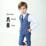 Boys Green High-end Suit Set  Child Performance Wedding Birthday Photography Costume Kids Blazer Vest Pants Bowtie Outfit