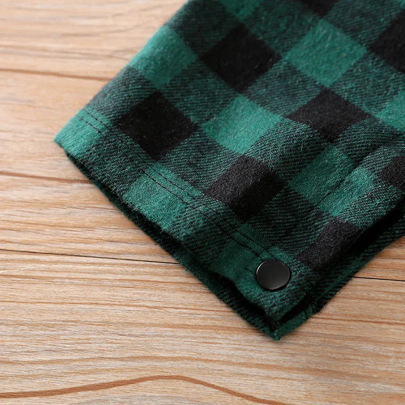 Newborn Baby Boy Clothes Green Plaid Boy Rompers Christmas Jumpsuit