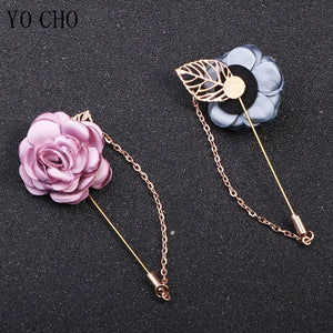 Wedding Corsage Men Brooch Pin Groomsmen Boutonniere Fabric Rose