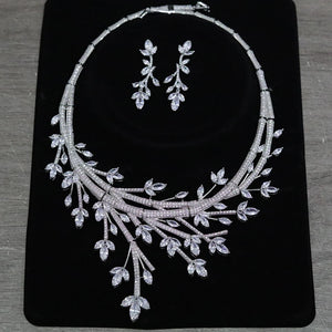 ZY UNIQUE Luxury Dubai jewelry Sets Bridal Wedding Cubic Zirconia Big Necklaces 2-piece Brides Party Dress Accessories