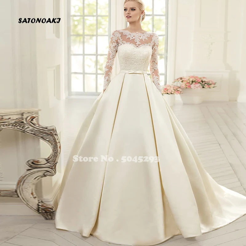 Vestidos De Novia Simple Ivory Satin Wedding Dresses