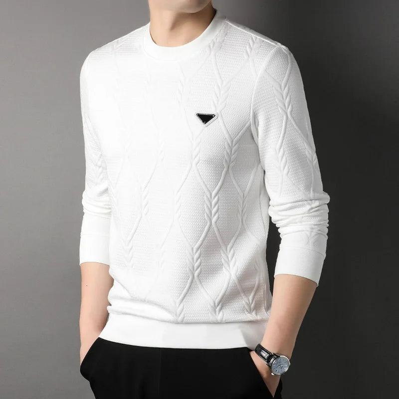 Autumn Winter Men Bottoming Long Sleeve Sweater Korean Versatile Basic Tees Fashion New