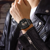 CRRJU Fashion Square Dial Leather Mens Watches Luxury Sport Waterproof Watch Man Chronograph Quartz WristWatches Homme+Box