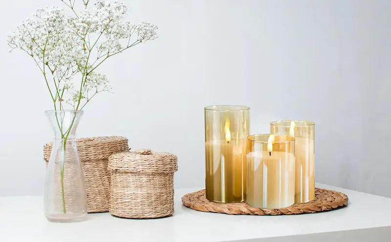Set of 3 Rechargeable Electric Flameless Pillar Candle