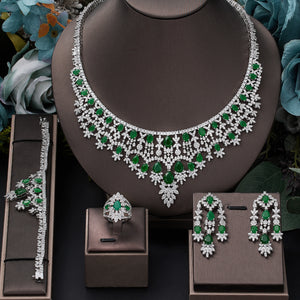Luxury 4 Piece Bridal Zirconia Complete Jewelry Set for Ladies Party,