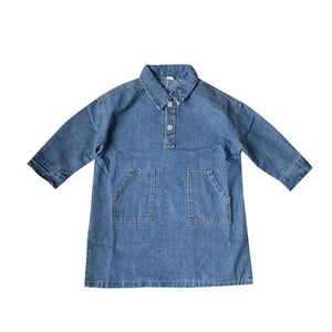 Baby Kids Girl Princess Long Sleeve Denim Sundress Party Dress