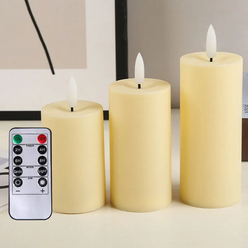 Outdoor flameless Candle Window Lamp & Remote Control Timer,Yellow LED Flickering Electric Pillar Candles